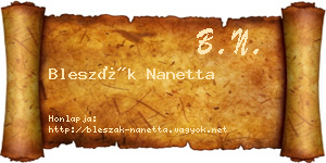 Bleszák Nanetta névjegykártya